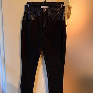 Abercrombie Black Skinny Jeans with Leather Detail